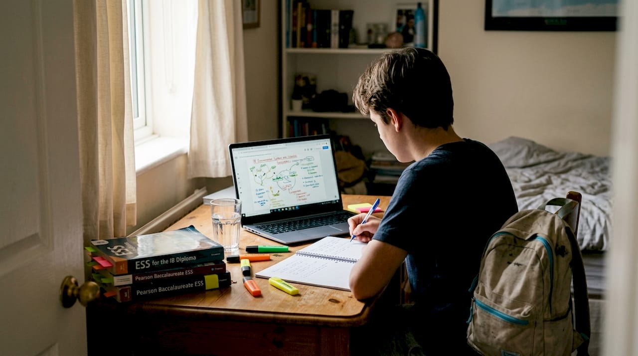Student in remote IB ESS tutoring session
