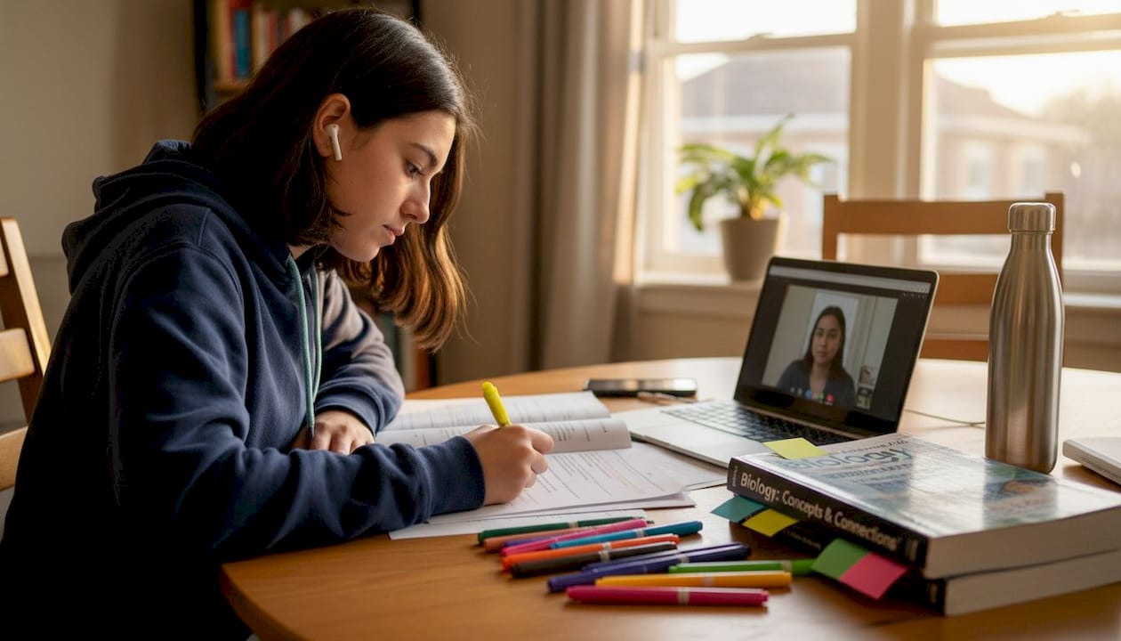 Student in online IB ESS tutoring session