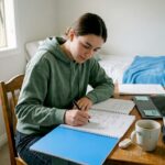 Student drawing a systems model diagram