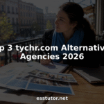 Young woman reviewing IB tutoring options at café table