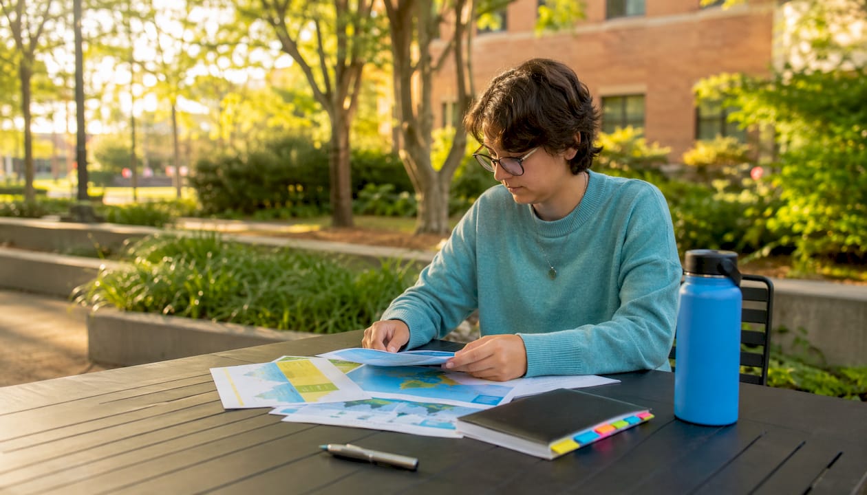 Student organizing environmental strategy notes