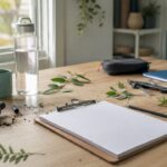 Study desk with ethical fieldwork preparation tools