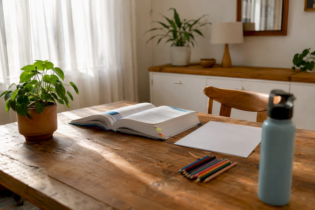 IB DP textbook and study materials on desk