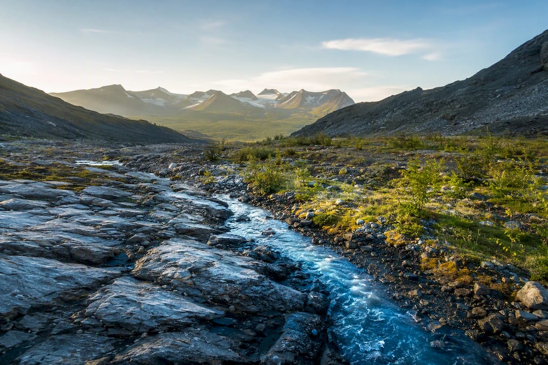 Glacial landscape showing stages of ecological succession