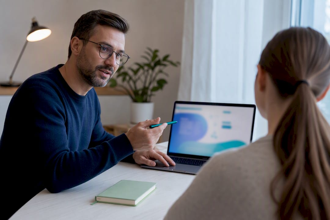 Tutor giving focused online IB feedback