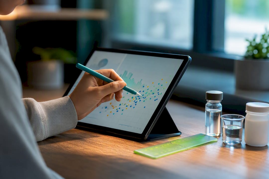Student examining an ESS data scatterplot