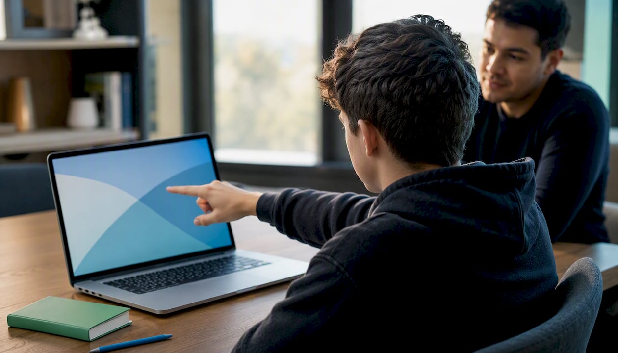 Tutor guiding student through online ESS lesson