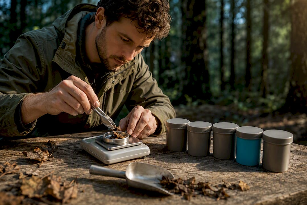 Leaf litter samples prepared for measurement