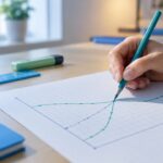 Hand tracing data point on environmental graph