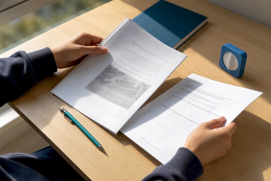 Student preparing geography exam materials