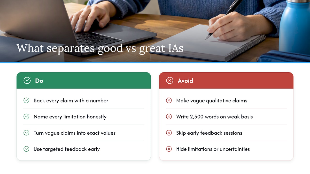 An examiner's view on what separates a good IA from a great one — overview diagram