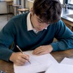 Student practicing an ecology pyramid question