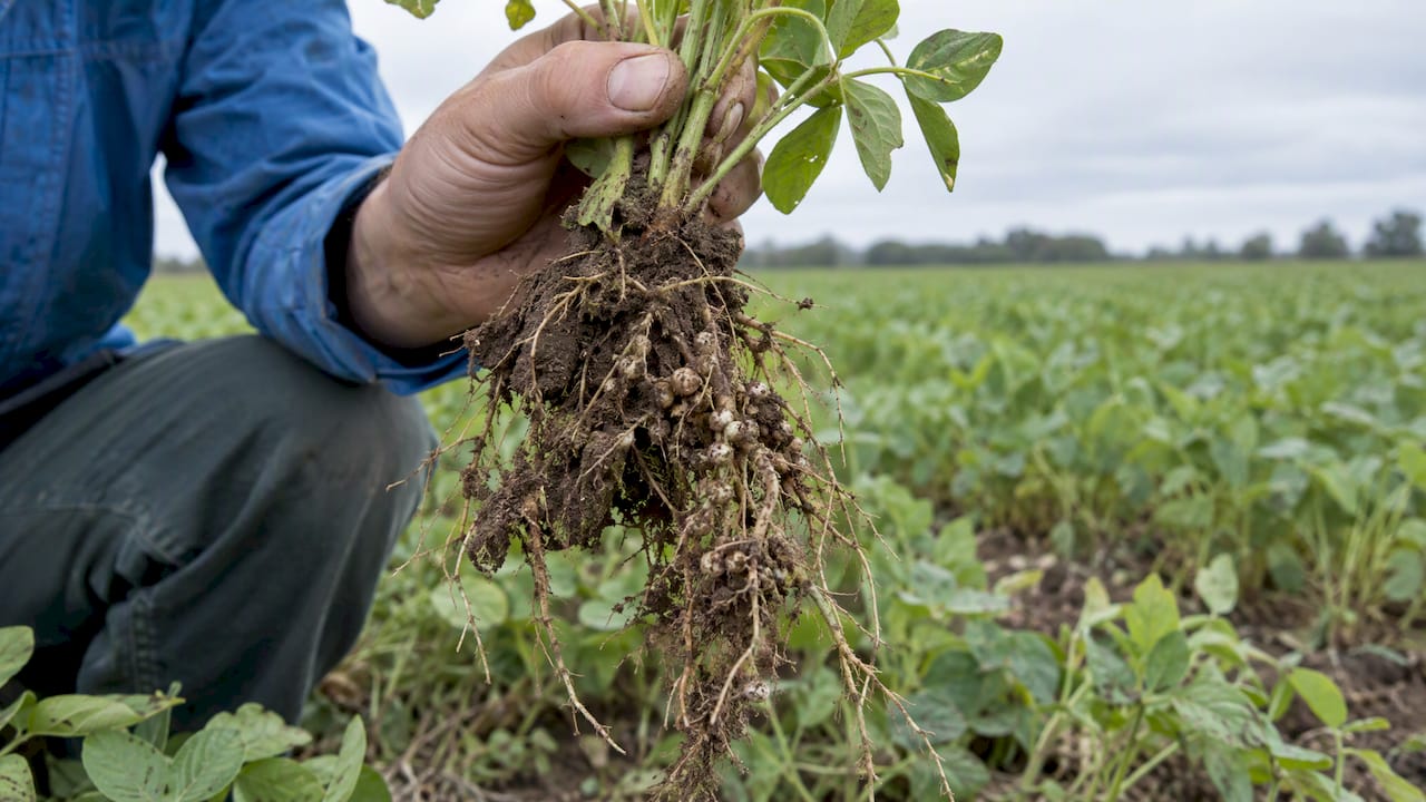 Legume roots and nodules in field soil